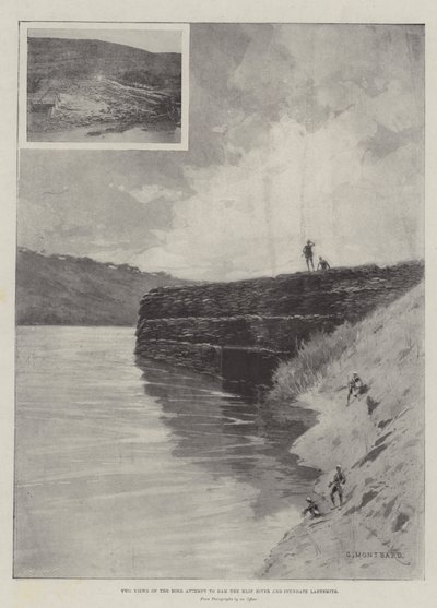 Dos vistas del intento bóer de represar el río Klip e inundar Ladysmith de Charles Auguste Loye